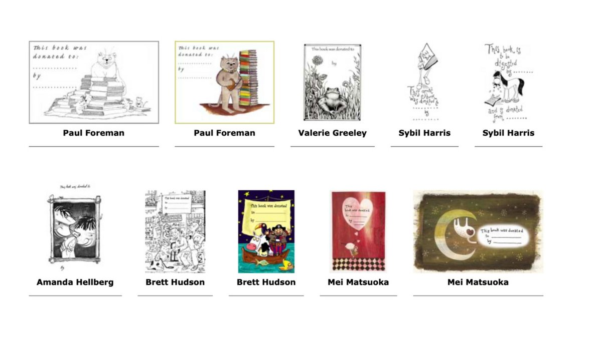 I love this library of FREE bookplates set up by Anne Fine when she was #ChildrensLaureate: 👉 kntn.ly/55e9c3f1 Check out the 'donated by' bookplates as a great way to recognise - and encourage - donations to your school library! @UKLaureate @ukSLA @MichaelRosenYes #RfP