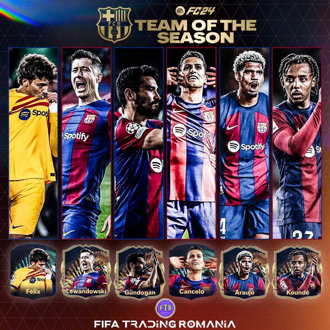 Barcelona fans?🔴🔵 🇵🇹Felix, 🇵🇱Lewa, 🇩🇪Gundogan, 🇵🇹Cancelo, 🇺🇾Araujo and 🇫🇷Kounde are set to come as LaLiga TOTS/Moments✅ Some of them should be SBC/OBJ👀, we don’t know yet who