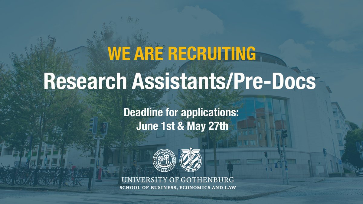 Job Openings! Join our team as a Research Assistant to support Professor Randi Hjalmarsson's research agenda or the Environmental Economics Group. Apply now! 
👉 tinyurl.com/2hk6m4z2 
👉 tinyurl.com/2vdh2s84
#economics #research #jobs #econtwitter