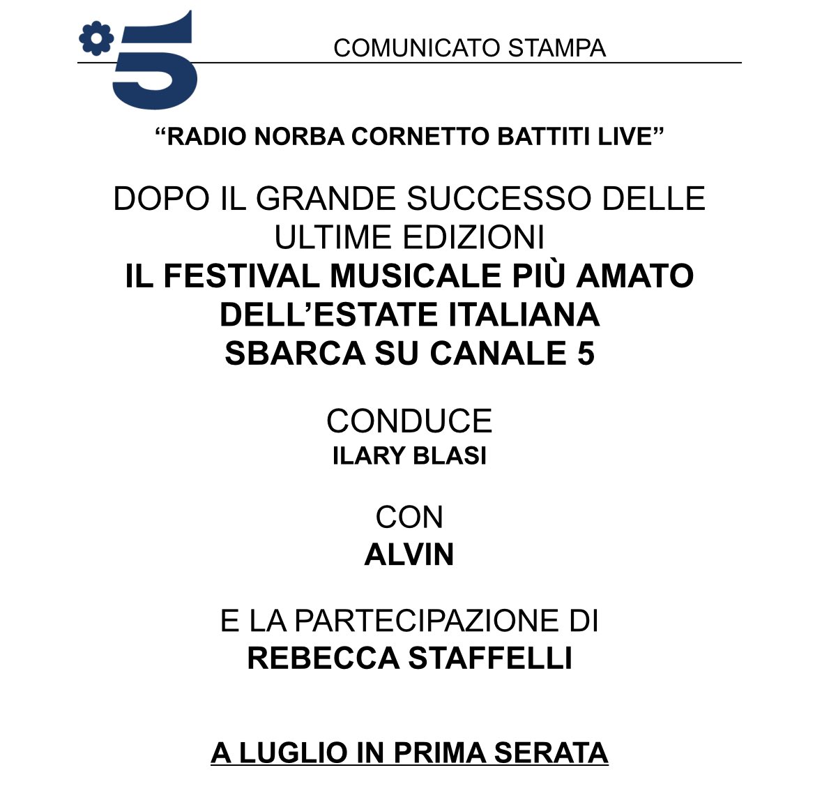 Ufficiale: #BattitiLive sbarca a luglio su Canale5 con la conduzione di Ilary Blasi. Insieme a lei ci saranno anche Alvin e Rebecca Staffelli.