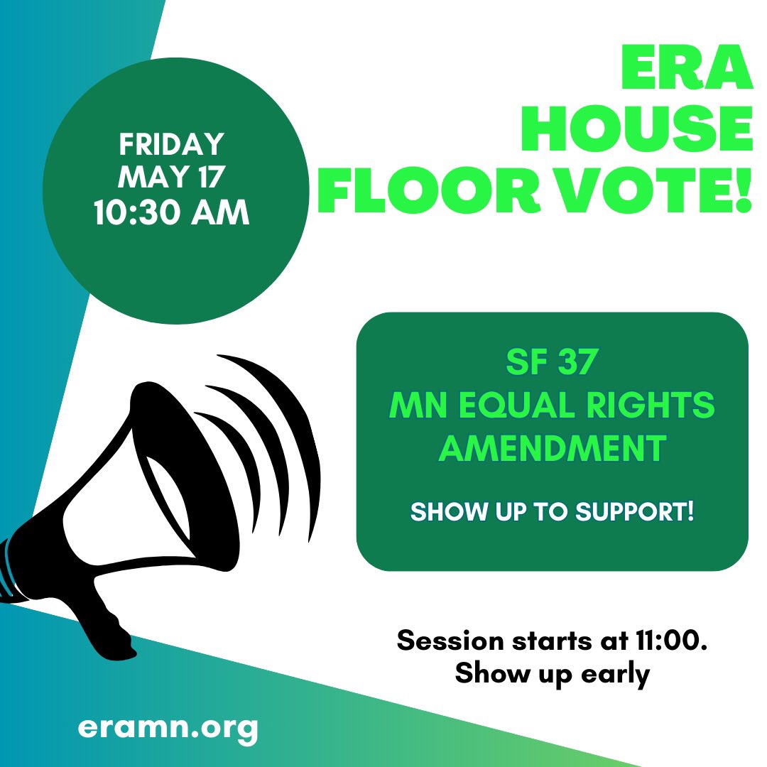 Hey, #ERAChampions: IT’S FRIDAY! Let’s make today #Day1forERA

“We will never trade  infrastructure projects for Minnesotan's #CivilRights' - #Minnesota House Speaker Hortman #mnleg 

Everyone deserves the same right to the same rights.

#ERANow @Her4House @MaryKunesh9 #YESonERA