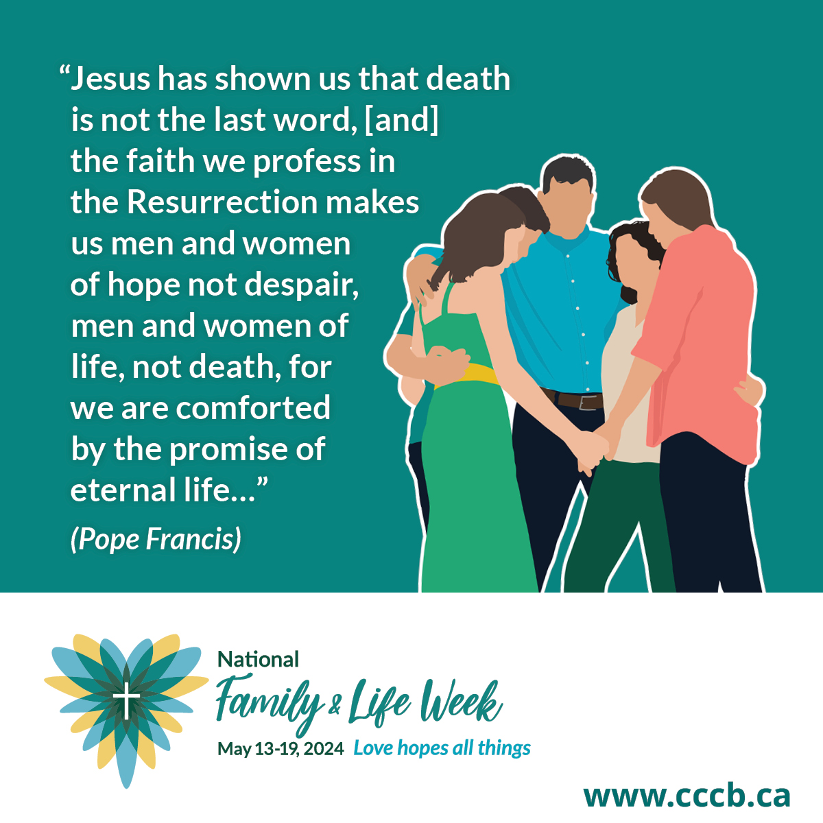 On this fifth day of National Family and Life Week, we pray for those grieving the loss of a loved one: Lord, come and remind them that the grain that dies bears much fruit, and that our death is not the end of life, but the beginning of a new and eternal life with you. #NFLW2024