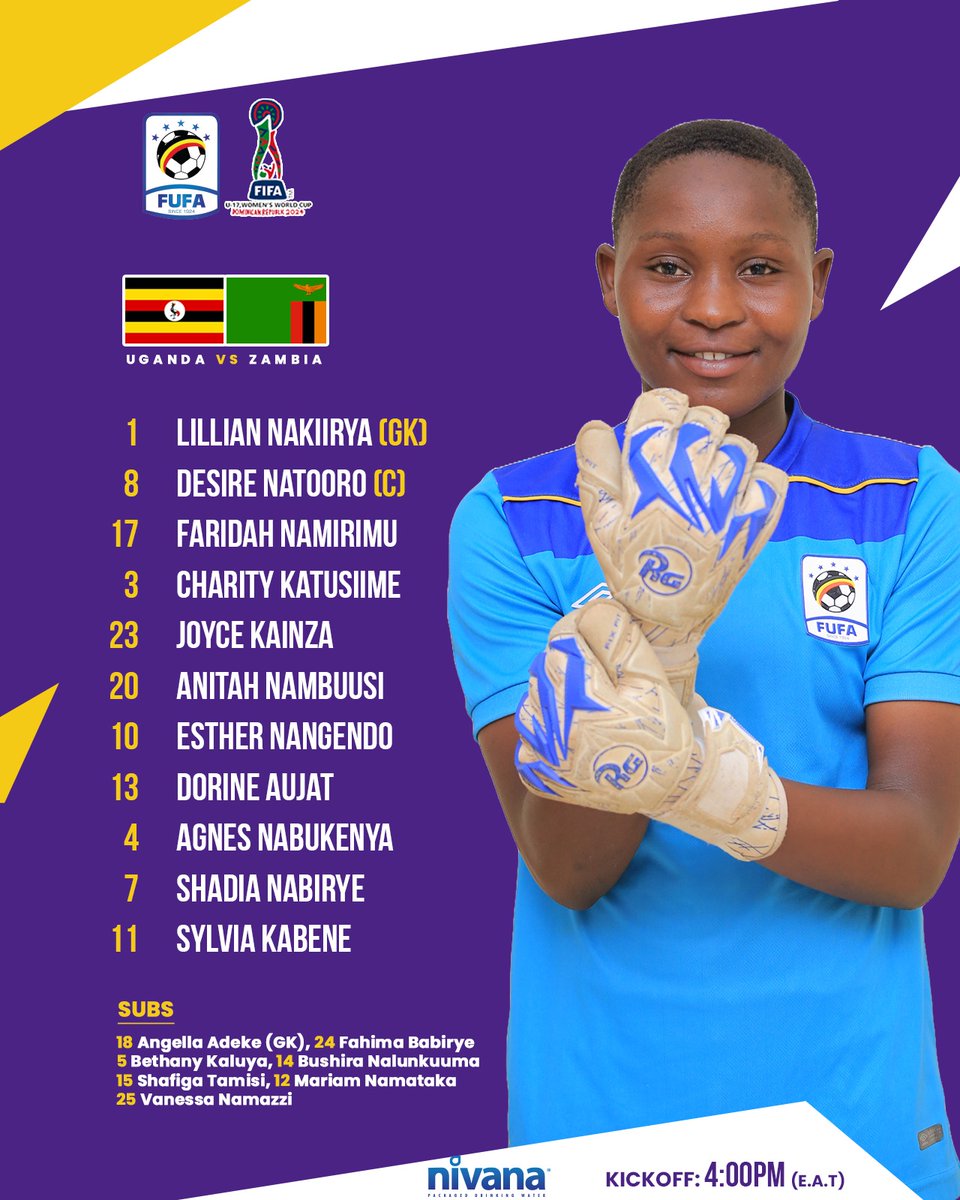 Uganda U17 Women's National Team to face Zambia at St. Mary's Stadium, Kitende. Kickoff: 4PM EAT #WomenFootballUG #UGAZAM