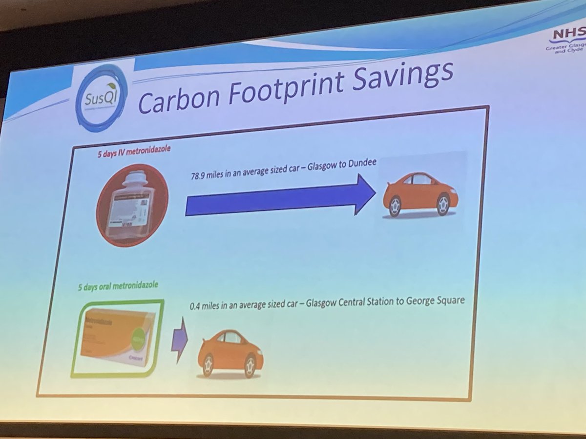Great QI work from <a href="/rachael_rodger/">Rachael Rodger</a> <a href="/NHSGGC/">NHS Greater Glasgow and Clyde</a> <a href="/NHSGGCMeds/">Medicines Update</a> -&gt; Go Green IVOST (part one Metronidazole) saving nursing time, drug cost and reducing carbon 👣 #bsacspring2024