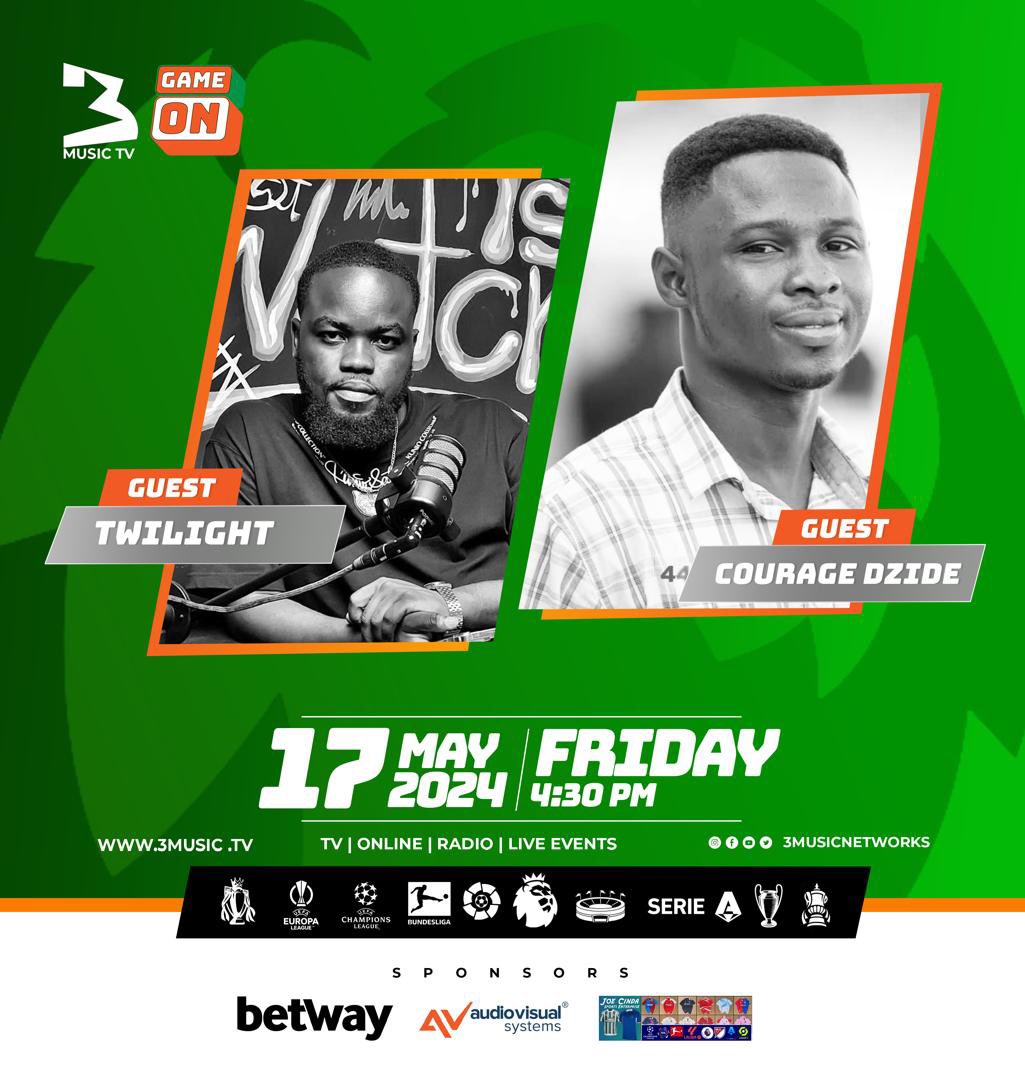 Prepare for an episode of #GameOn today, 4:30pm with @the_marcoli_boy and @Courage_Dzide as our guests. 

You can’t miss this!

#3MusicTV