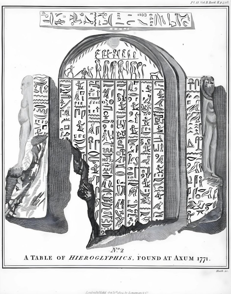 A table of hieroglyphics was found at Axum in 1771. This still image illustration dates back to 1805 demonstrating that the civilization of Punt was located in modern-day Tigray & Eritrea.

እዚ መረዳእታ እዚ ስልጣነ ፑንት ኣብ ትግራይን ኤርትራን ከምዝነበረ ዘርኢ እዩ።
