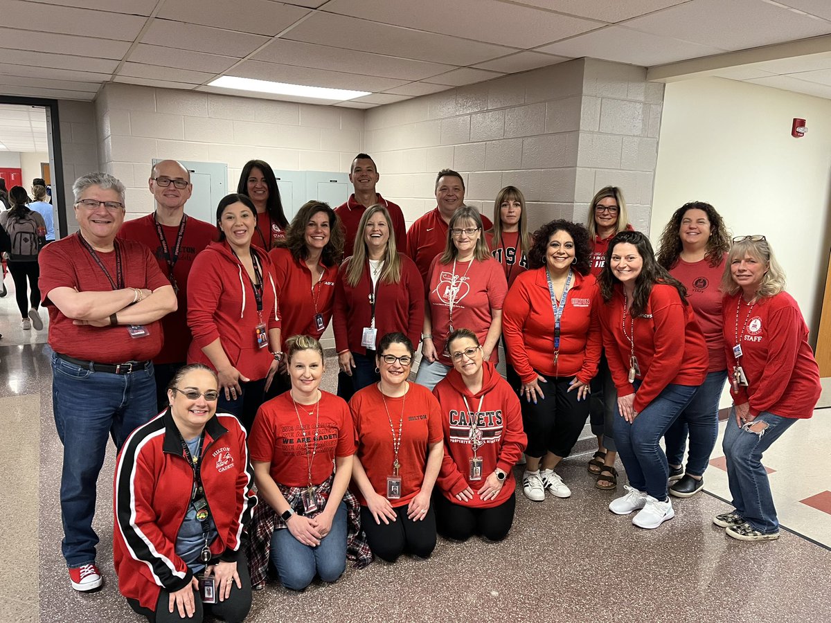 Lots of Hilton High staff supporting #Reds4veds today!