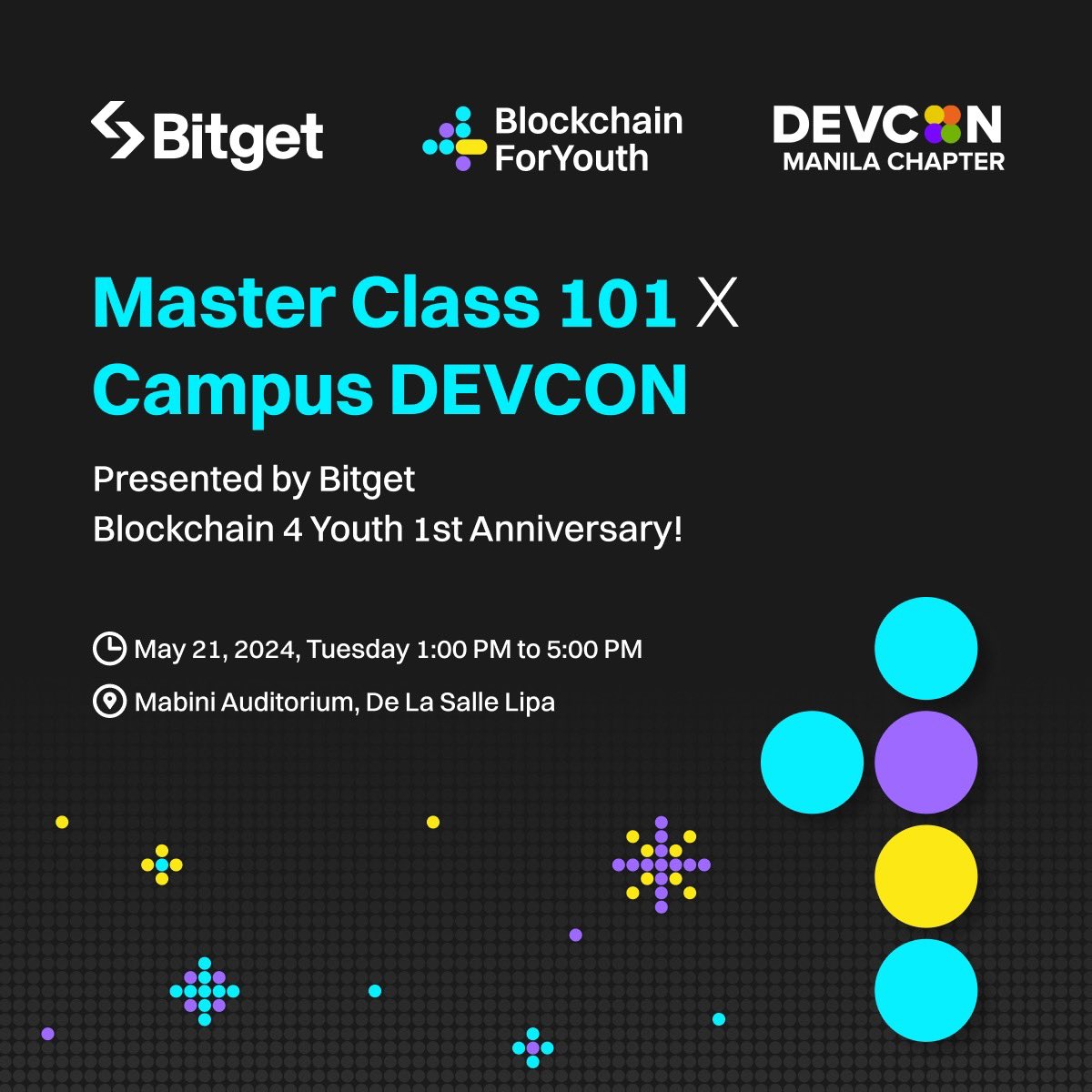 🚍 Campus DEVCON Masterclass 101 Presented by #Bitget 🇵🇭 Masterclass 101: DEVCON and Bitget have partnered up with each other under similar initiatives to progress and amplify Filipino's exposure to emerging technologies and eventually build more opportunities for the country.