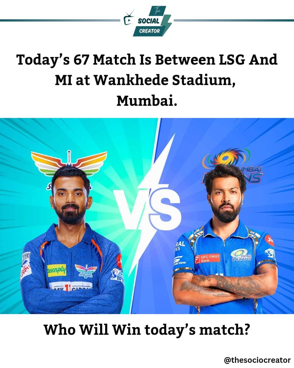 LSG vs MI

#thesociocreator #trendingnews #dailynewsupdate #hardikpandya #klrahul #mumbaiindians #lsg #lsgvsmi #mivslsg #cricketupdate #news #cricketnews