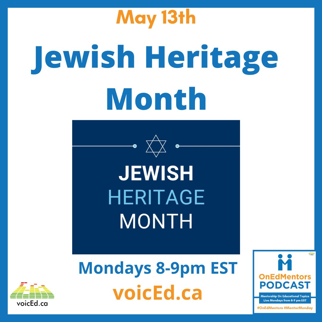 @iamnoadaniel has hosted 3 Heritage Month episodes of #OnEdMentors. Each time, resources are shared on X during the broadcast. This week's episode featured a panel who shared many links on #JewishHeritageMonth. Follow the hashtag and listen to the show: voiced.ca/podcast_episod…