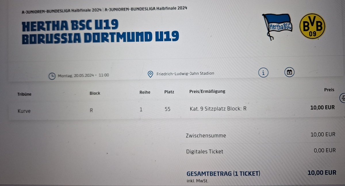HerthabscP's tweet image. Karte #U19 #BSCbvb ✅️
Ab ins Finale! #HaHoHe #BSCWirSindDa 
#Bundesliga
