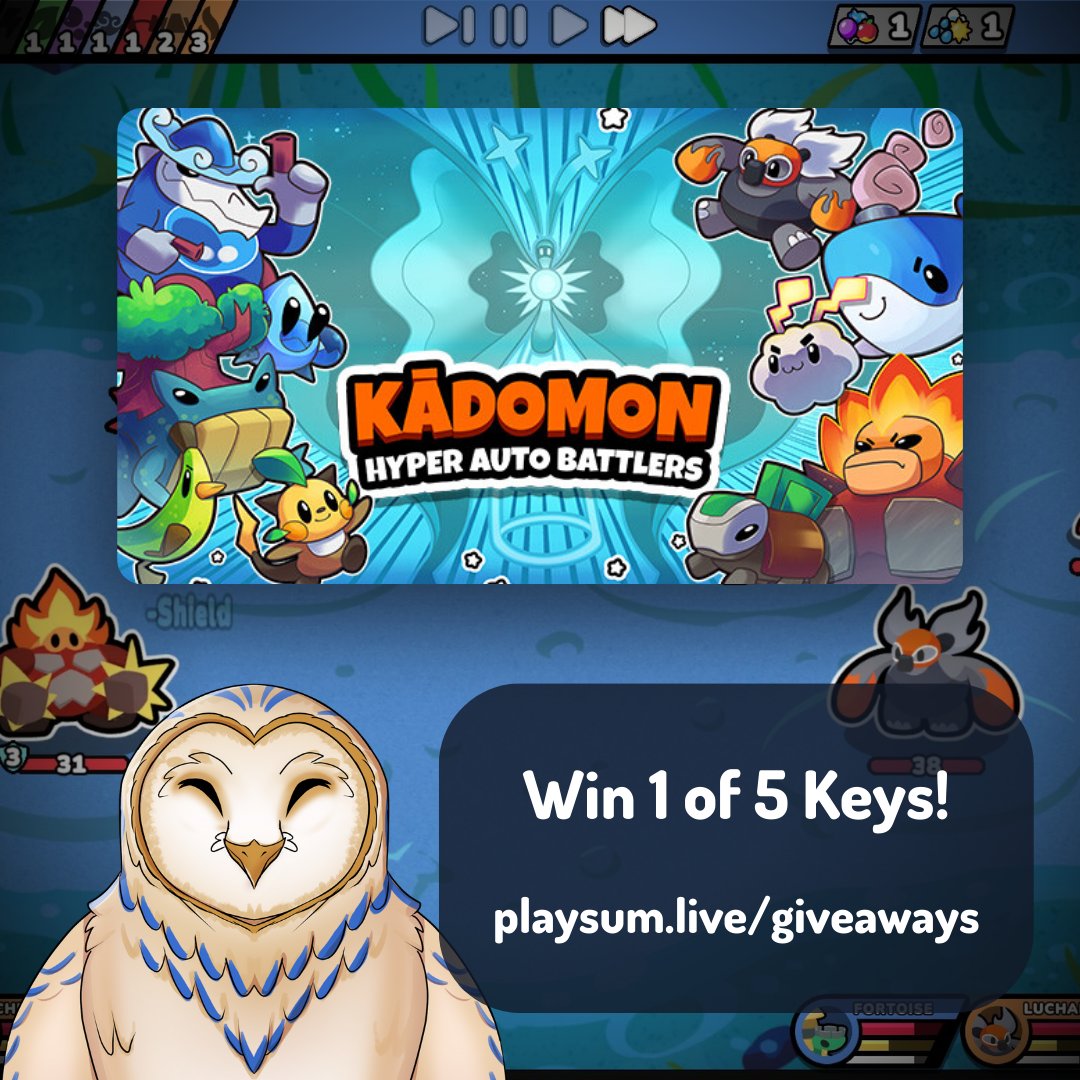 #giveaway incoming! 🚀

To celebrate the Fireshine Games publisher sale, we've teamed up with <a href="/FireshineGames/">Fireshine Games 🎮</a> and <a href="/KadomonGame/">Kādomon: Hyper Auto Battlers</a> to giveaway 5 Steam keys of Kādomon: Hyper Auto Battlers!

Learn more and enter for a chance to win here 👉playsum.live/giveaways