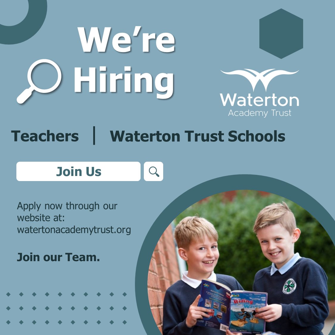 📚Passionate about teaching?
🏫We're seeking inspirational and ambitious teachers
🌱 Grow your career with Waterton Academy Trust
🤝Become a part of our journey!
🔗For more information visit: watertonacademytrust.org/recruitment/
#EducationCareers #TeachingJobs
