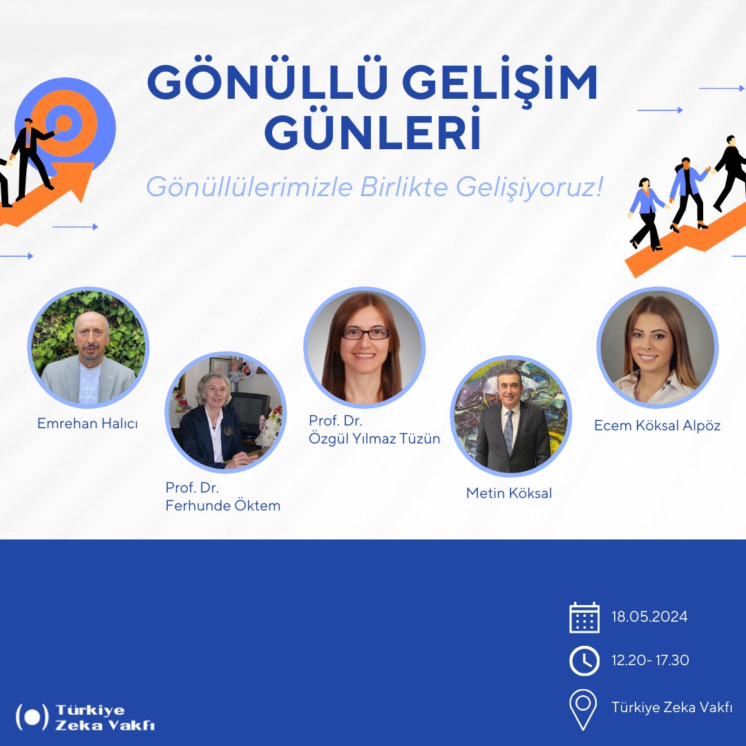 🌟 Türkiye Zeka Vakfı Gönüllü Gelişim Günleri Başlıyor! 🌟 Gönüllülerimizle bir araya gelerek hocalarımızın bilgi ve deneyimlerini paylaşacakları, kendimizi geliştireceğimiz bu özel etkinliğe tüm gönüllülerimizi bekliyoruz! 🤝💡 📅 Tarih: 18.05.2024 📍 Yer: Türkiye Zeka Vakfı