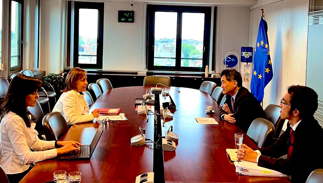 Pleasure to welcome Ambassador Aikawa @JapanMissionEU The dialogue on urban & regional policy is an important part of 🇪🇺🇯🇵 Strategic Partnership Agreement Regional disparities, demography, climate crisis, housing & so many common challenges to be tackled through our cooperation