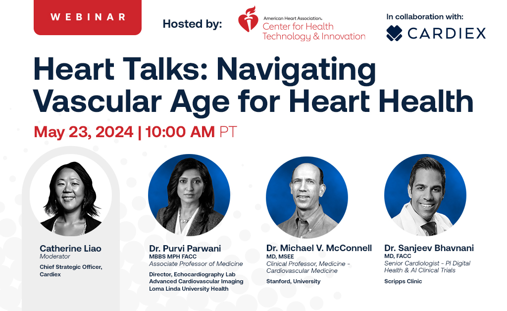 On 5/23 @ 10 AM PT, don't miss Heart Talks: Navigating Vascular Age for Heart Health. This session will explore the complexities of vascular aging, its impact on cardiovascular health, and the latest research and clinical practice innovations. Register: bit.ly/4boDut4