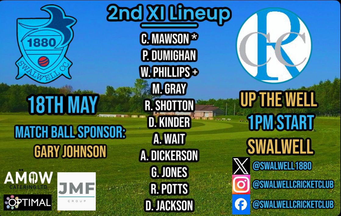 Fixtures and teams for the weekend🏏📝

1s travel up the A1 to face tough opponents Alnmouth and Lesbury Cricket Club. Whilst our 2s entertain Rock Cricket Club at home. Bar open burgers on🍔🍻🍾

This weeks match ball sponsor is one of our very own Gary Johnson🐝