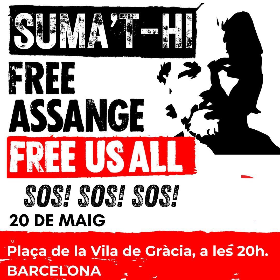 @withMEAA @AJrgens1 @POTUS 📢
20/5
PROU REPRESSIÓ❗❗⭐❗❗
Matí termini final per a la #LlibertatPremsa
La Justícia Britànica decidirà, ara sí, si extradeix #Assange als #EUA
#LetHimGoJoe
#FreeAssangeNow

A la tarda a #BCN 
A la plaça de Gràcia!
#ProuRepressió
#LluitemiGuanyem
#Independència
