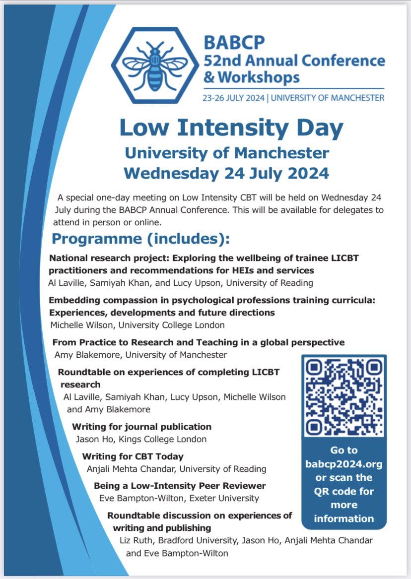 Here’s more on the LI programme @BABCP this year 👇 Register here: babcp2024.org @BABCP @ProfALaville @Blackwell_SE @lizruth83
