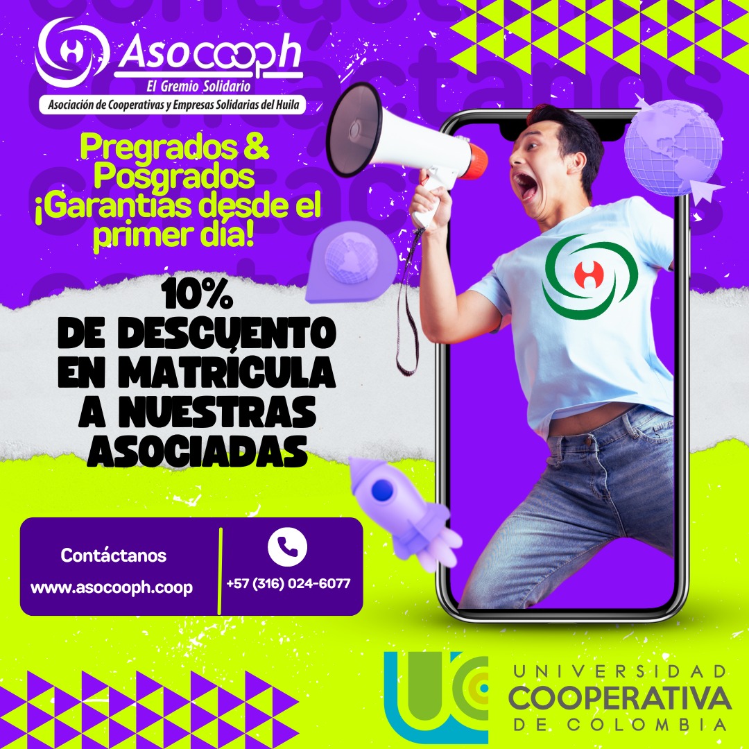 Asocooph (@asocooph) on Twitter photo 📢 Celebramos el convenio académico suscrito entre Asocooph y <a href="/ucc_neiva/">BIENESTAR UNIVERSITARIO UCC NEIVA</a>
Compromiso y garantía para formación educativa de todas nuestras asociadas es una realidad.
📖 10% de descuento en la matrícula para programas de pregrado, posgrados y formación continua. Sede Neiva 📢 Celebramos el convenio académico suscrito entre Asocooph y <a href="/ucc_neiva/">BIENESTAR UNIVERSITARIO UCC NEIVA</a>
Compromiso y garantía para formación educativa de todas nuestras asociadas es una realidad.
📖 10% de descuento en la matrícula para programas de pregrado, posgrados y formación continua. Sede Neiva
