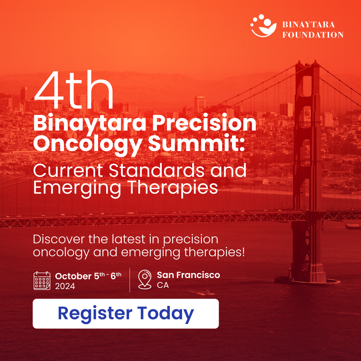 Join us at the 4th Binaytara Precision Oncology Summit! Discuss the latest advancements and emerging therapies in precision oncology with leading experts. 📅 October 5-6, 2024 📍 San Francisco, CA Register today! education.binayfoundation.org/content/4th-bi… #CME #cancercare #healthcareprofessional