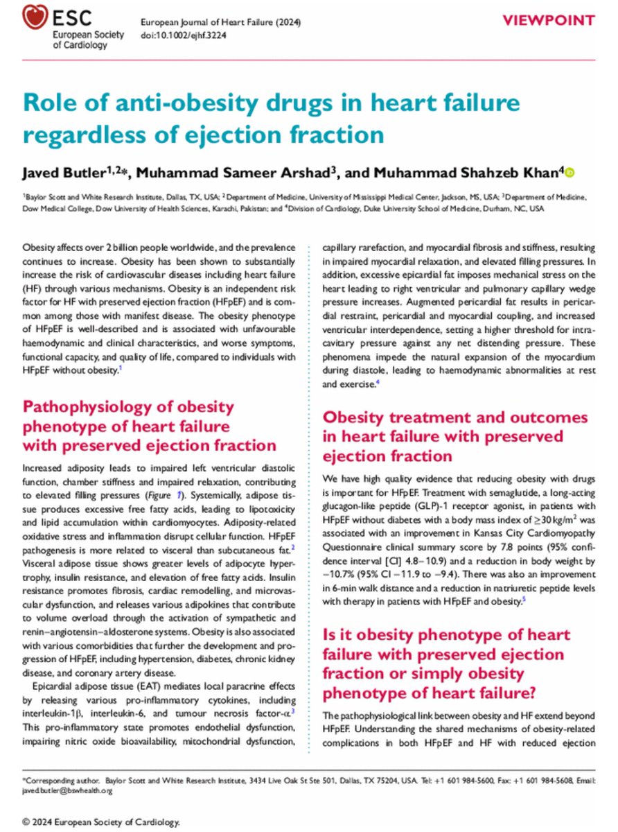 Role of anti-obesity drugs in heart failure regardless of ejection fraction onlinelibrary.wiley.com/doi/abs/10.100…