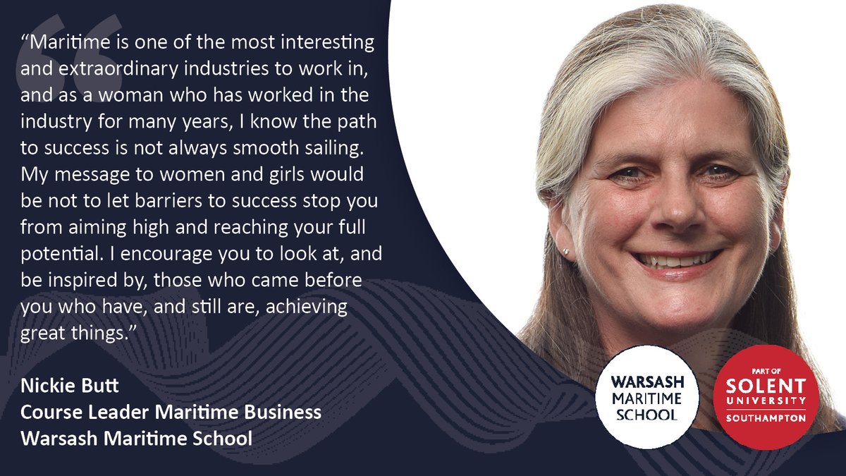 This year’s International Day for Women in Maritime theme is ‘Safe Horizons: Women Shaping the Future of Maritime Safety’. Hear from Nickie Butt, Course Leader, Maritime Business at #WarsashMaritimeSchool, part of #SolentUni.👇 #Maritime #WomenInMaritimeDay