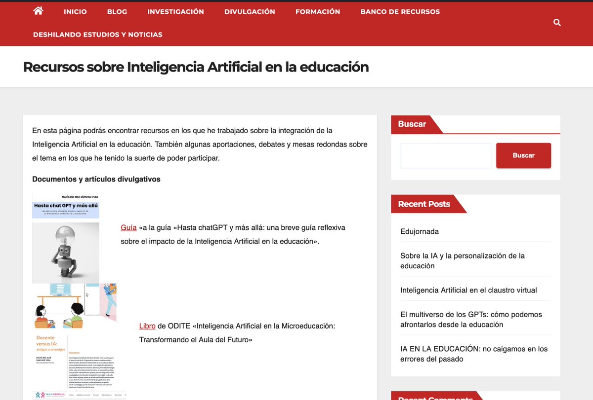 Actualizada la página de recursos sobre Inteligencia Artificial en la educación de mi página web: mmarsanchez.es/index.php/recu… Artículos, infografías, vídeos y muchos más. 🙂