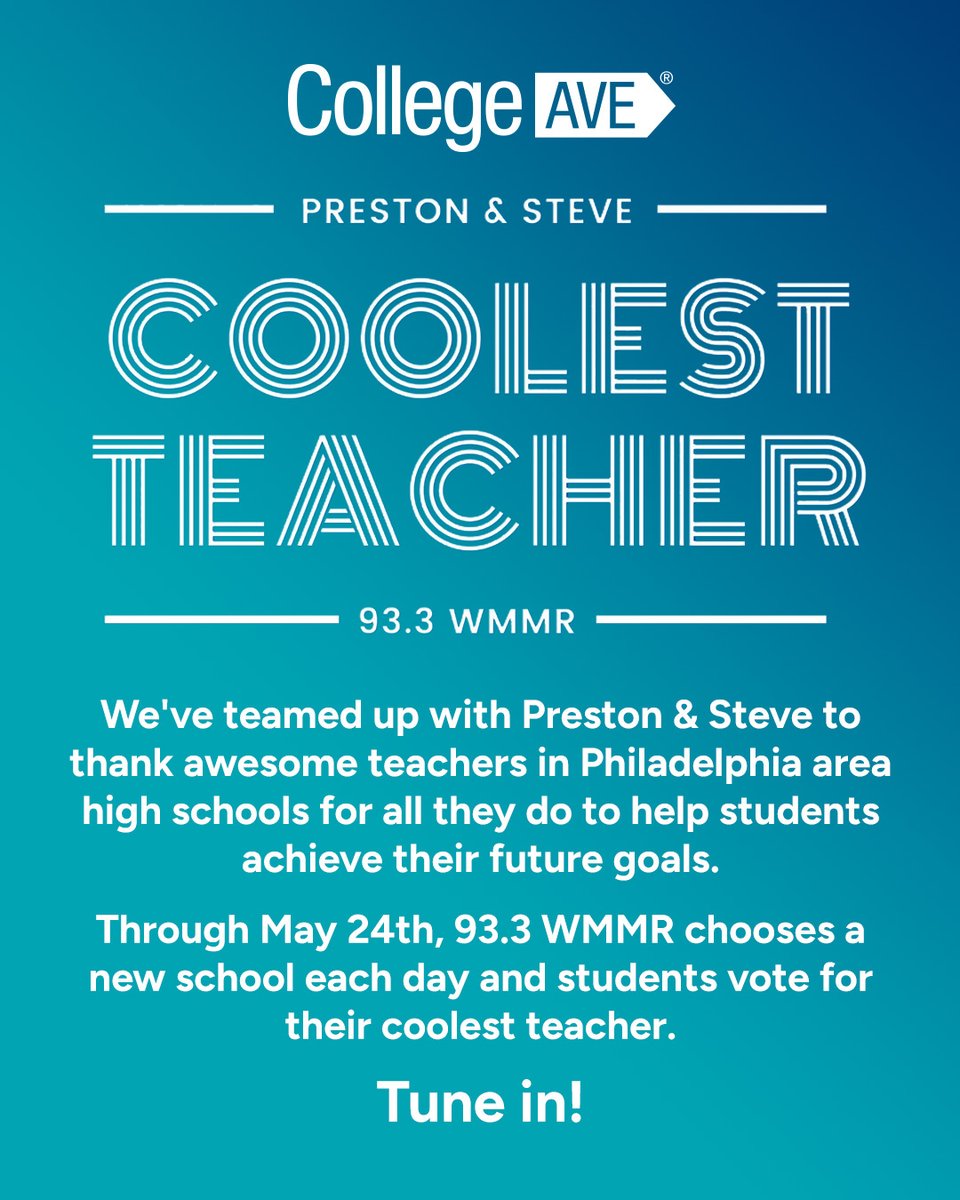 🎓Rock the vote!🤘@PrestonSteve933 are looking for the area's coolest teachers! Will your school be the next to vote? Stay tuned and let's make sure your favorite educator gets the recognition they deserve! 📻 #collegeave #coolestteacheraward #wmmr wmmr.com/contests/prest…