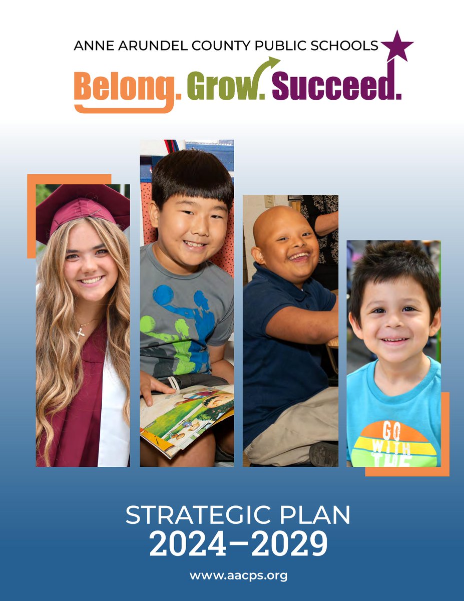 Belong. Grow. Succeed. Our new Strategic Plan, which goes into effect on July 1, charts the course for Anne Arundel County Public Schools to be great! 

Read it at aacps.org/strategicplan 

#AACPSFamily #BelongGrowSucceed