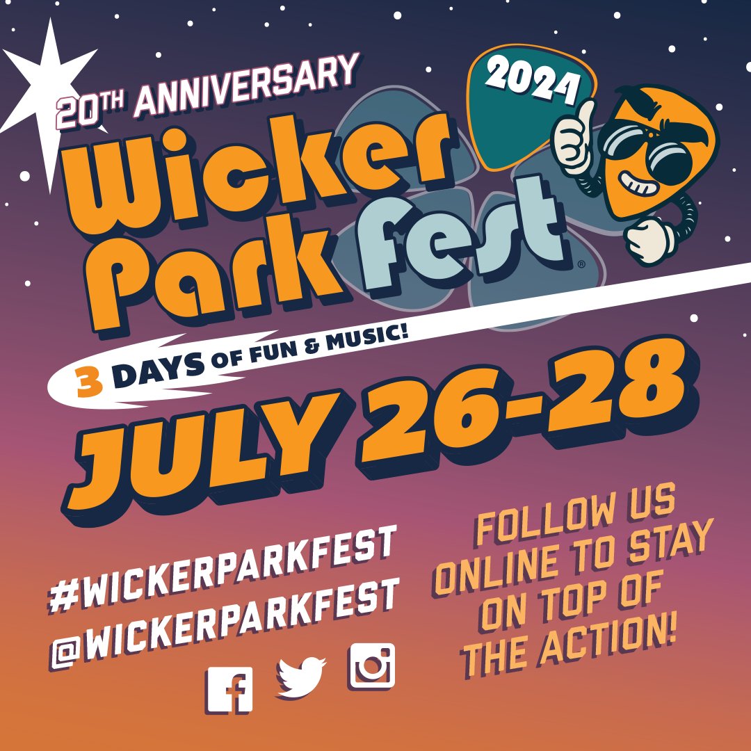Mark your calendars for the 20th annual Wicker Park Fest, July 26-28! ✨

Learn more at wickerparkbucktown.com #wpfest #WPF24 #wickerparkfest #chicagoartist #festlife