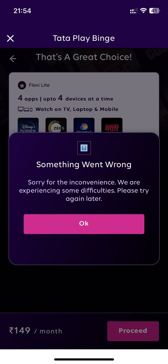I am trying customise my binge OTT pack from last week where i am getting same error can you guys please elaborate the reason or its just your mobile app is of no use?? @TataPlayin @TataPlayBinge