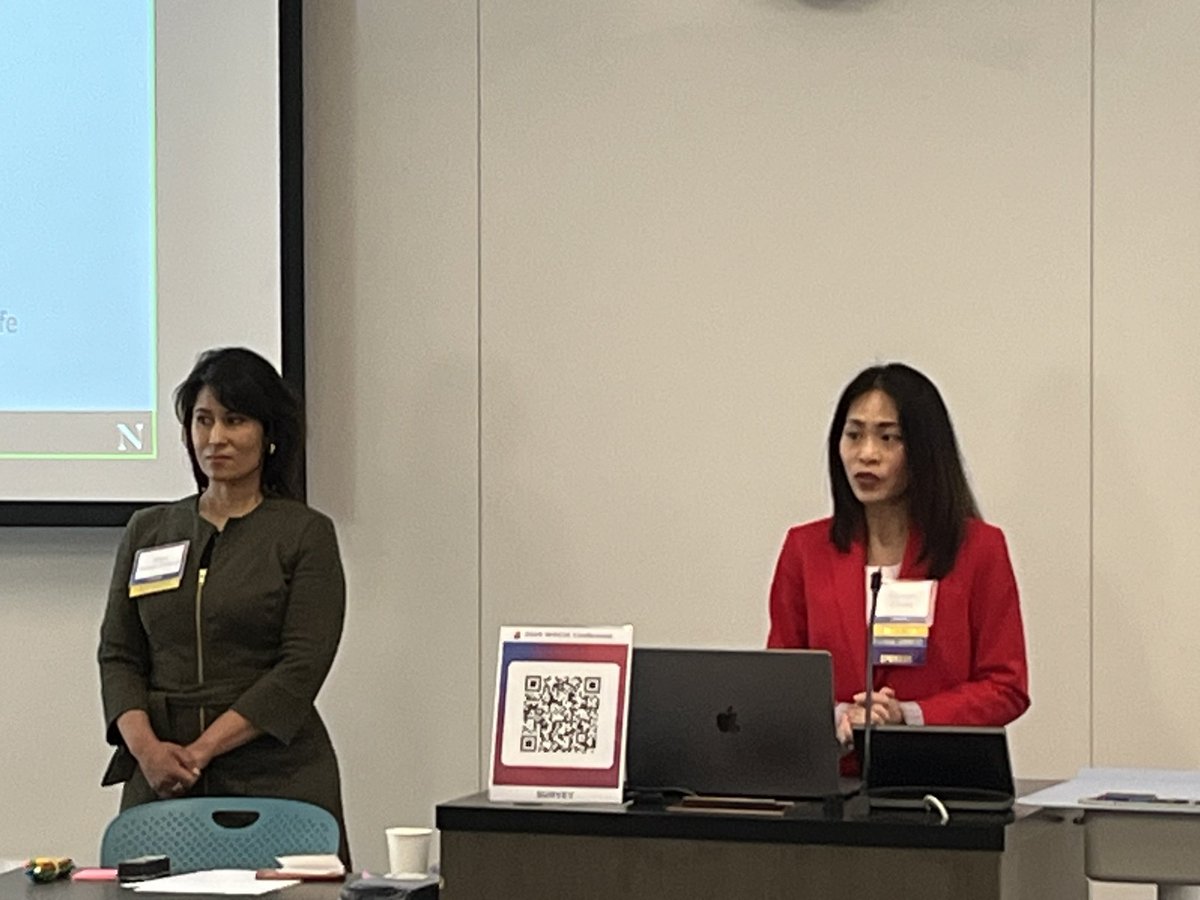 Christie Chung and Priya Driscoll from <a href="/MillsInstitute/">Mills Institute</a> <a href="/Northeastern/">Northeastern University</a> leading their session on empowering leadership through mentoring at #WOCinAcademy