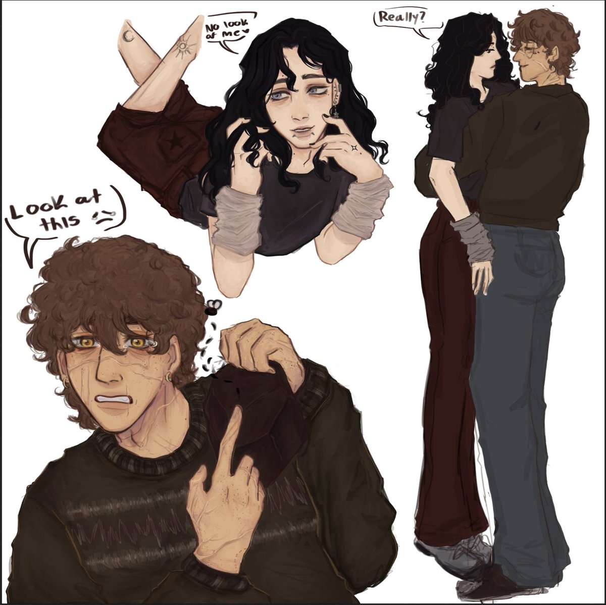 Old art ( how I draw them has changed a bit now but it’s still cute ig) Sirius is tall my cannon Remus is just a bit taller (¬‿¬) #marauders #wolfstar #siriusblack #remuslupin #moony #padfoot #oldart