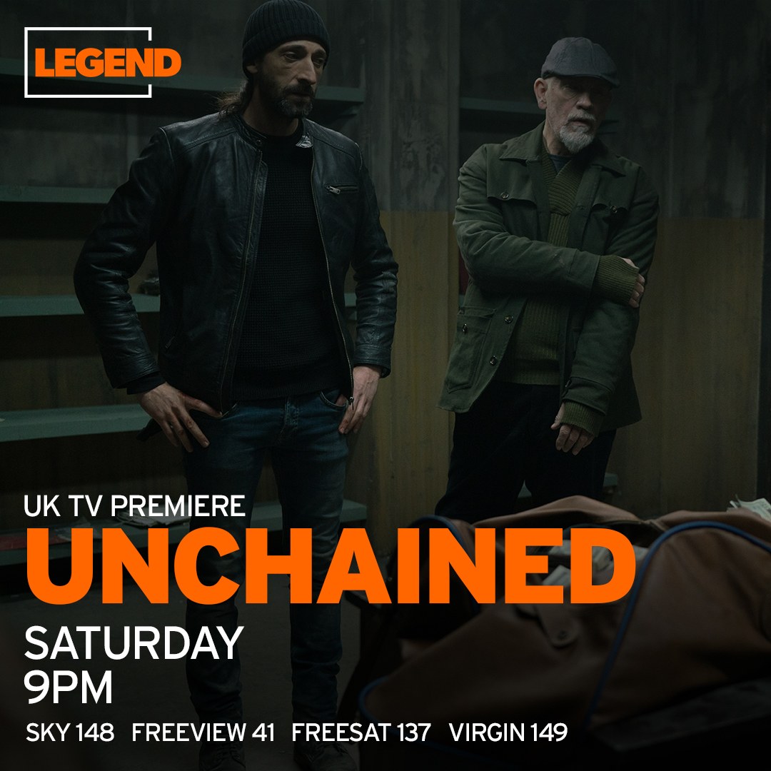 Adrien Brody and John Malkovich are career criminals tonight and find themselves trapped in a warehouse with the police closing in, not realising an even greater threat lurks inside! The UK TV premiere of Unchained is at 9pm. @FreeviewTV 41 @freesat_tv 137 @skytv 148 @virginmedia