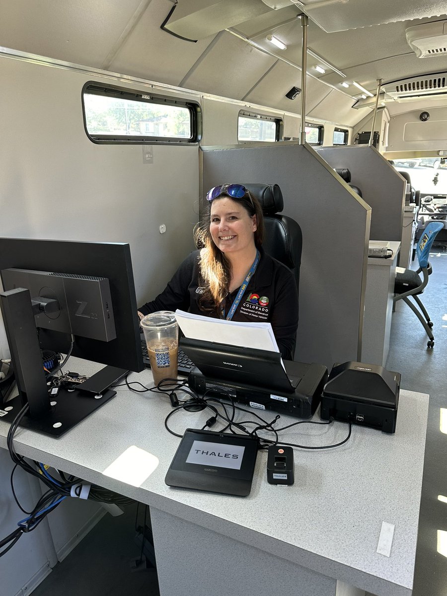 180candice's tweet photo. @CO_DMV team is smiling and ready to serve today with DMV2GO in Arvada - wait time is about 5-10 minutes currently! https://t.co/viDchkOf5a