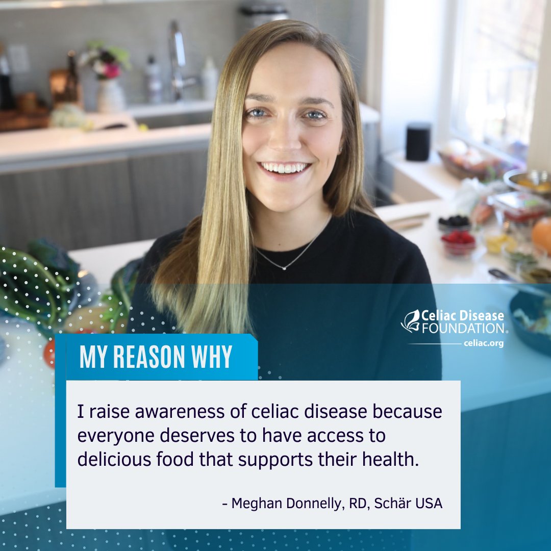 See why Meghan from Schär USA spreads awareness of #CeliacDisease for May #CeliacAwarenessMonth and throughout the year! Why do you raise awareness of this #AutoimmuneDisease? 💙 #MyReasonWhy #CeliacAwareness #CeliacWarrior #GlutenFree #RaiseAwareness