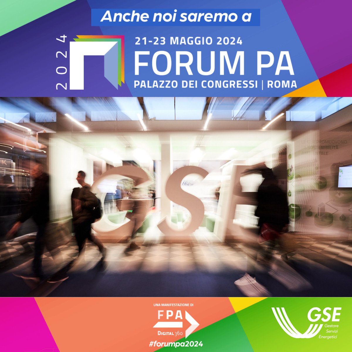 🗓️Il #GSE sarà presente a #ForumPA 2024 dal 21 al 23 maggio al Palazzo dei Congressi di #Roma. 🔎Presso lo stand #GSE sarà possibile incontrare gli esperti e ricevere supporto su diverse tematiche tra cui: autoconsumo e #CER, strumenti per l'efficientamento energetico e #FER.