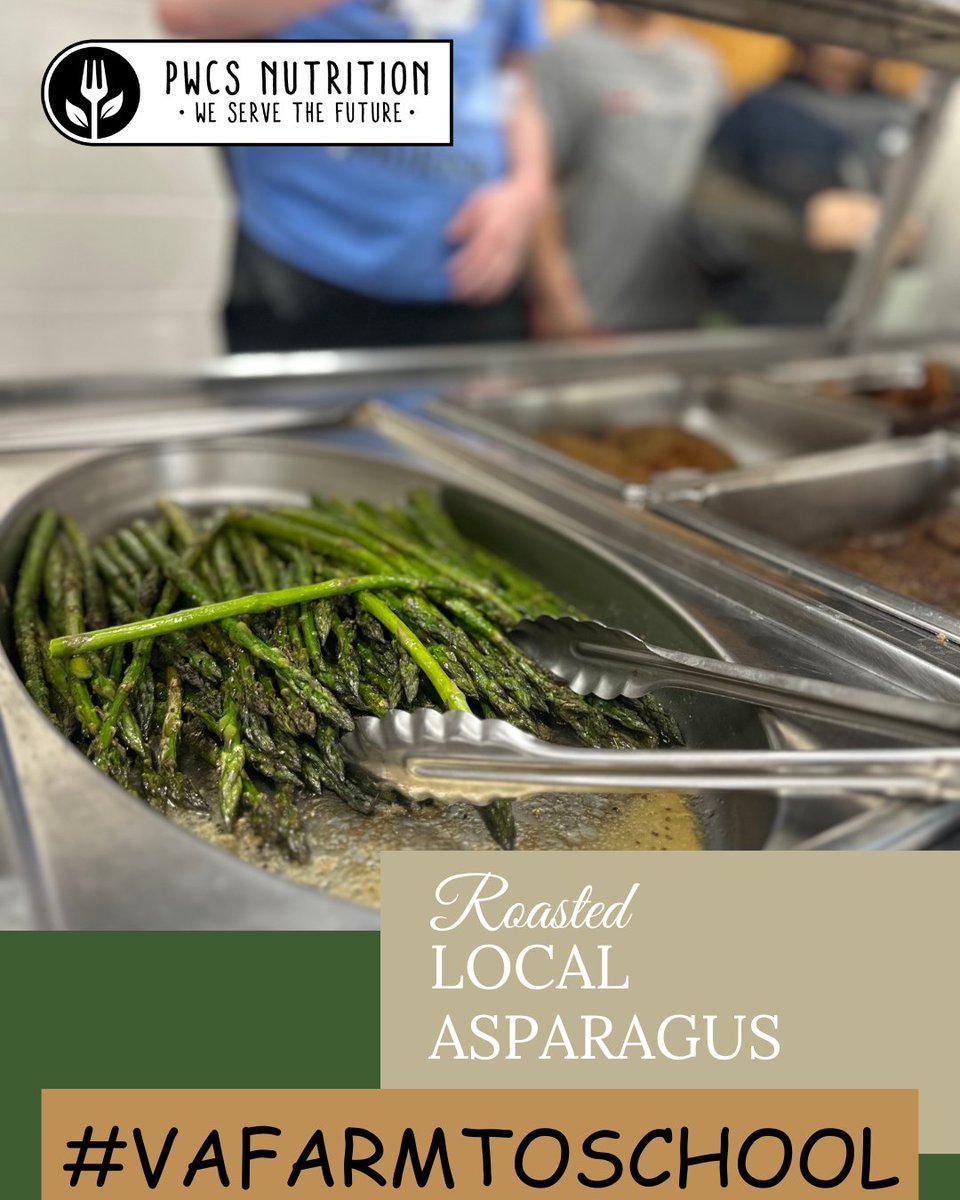 We loved introducing a new vegetable to students at @PWCSNews high schools today: #Local Roasted Asparagus! Students enjoyed trying this new crispy and flavorful vegetable! Thank you @ParkerFarms and @4PFoods for growing and delivering this delicious #Asparagus for our students!