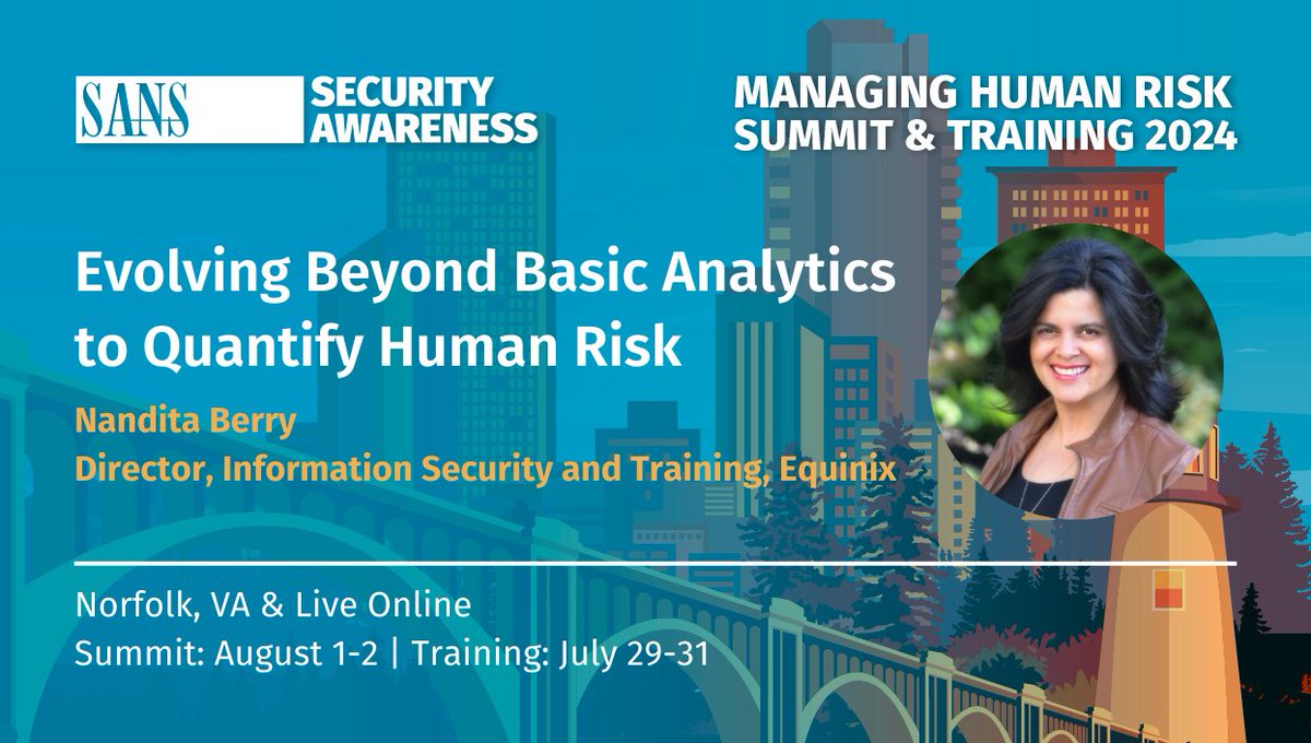 Mark your calendars for Aug 1-2! Join us in Norfolk, VA or Live Online to be part of our annual #HumanRiskSummit. A perfect stage to connect with security awareness experts and learn from the best in the industry. Register Today: sans.org/u/1tys