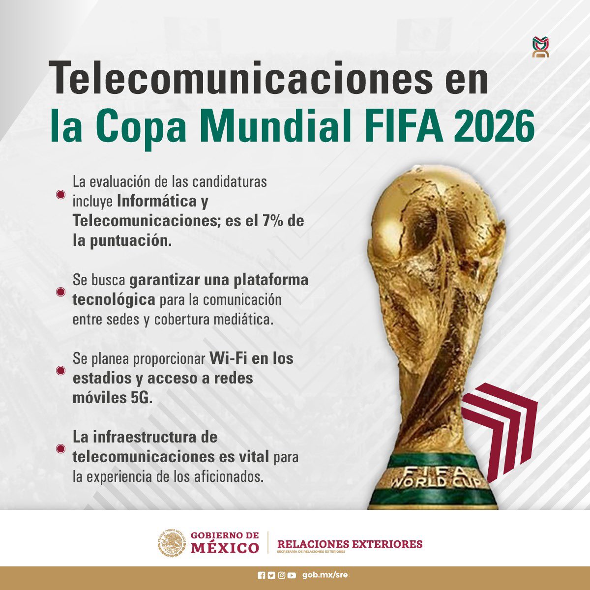 🔺En conmemoración del Día Mundial de las Telecomunicaciones y de la Sociedad de la Información, Javier Juárez Mojica, Comisionado del Instituto Federal de Telecomunicaciones, destaca la importancia de este sector para la Copa Mundial FIFA 2026.
