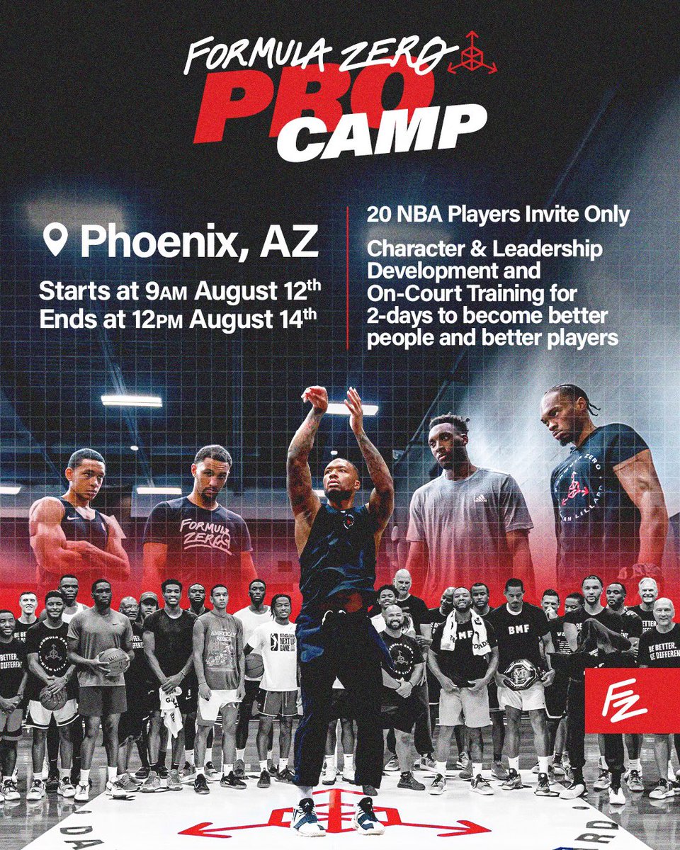 We are BACK for year 2️⃣ with Formula Zero PRO ‼️

Hosted by @Dame_Lillard & @PhilBeckner we will bring together a group of NBA guys in Phoenix, AZ to work on becoming better PEOPLE & better PLAYERS.

#TheFormula 🧪