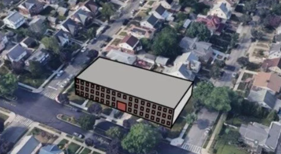 If you're wondering why people in the outer boros are starting to flip out over Eric Adams' City of Yes, here's a a good illustration. The proposal is to virtually eliminate all zoning throughout the city, allowing for monstrosities such as this in 1-2 family neighborhoods: