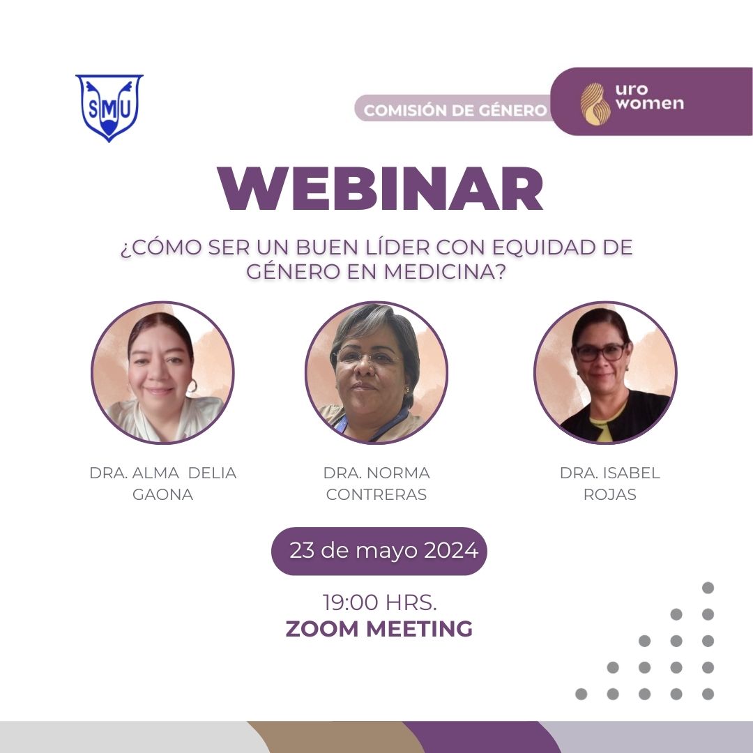 ¡Únete a nosotros al webinar '¿Cómo ser un buen líder con equidad de género en medicina?' 🌟💼 Descubre cómo fomentar un ambiente inclusivo y equitativo en la práctica médica. ¡No te lo pierdas! 📝👩‍⚕️👨‍⚕️ #UrologíaEnMovimiento #SMU24