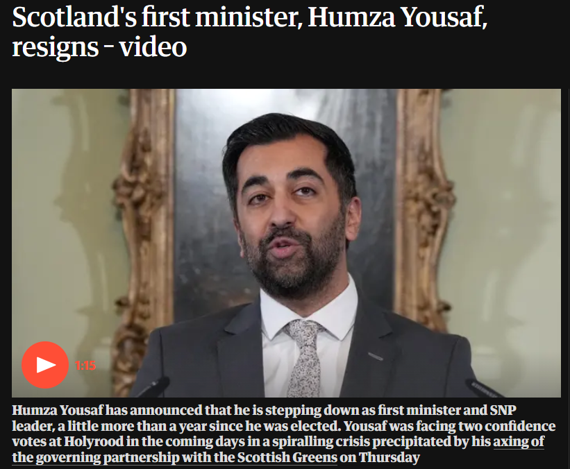 DAN TOLD YOU SO WHEN HE TOOK OFFICE!

 THE GUARDIAN: 'Scotland's first minister, Humza Yousaf resigns'

 theguardian.com/politics/video…

 #DanToldYouSo #ScottishPolitics #Ukpolitics @thesnp  @humzayousaf