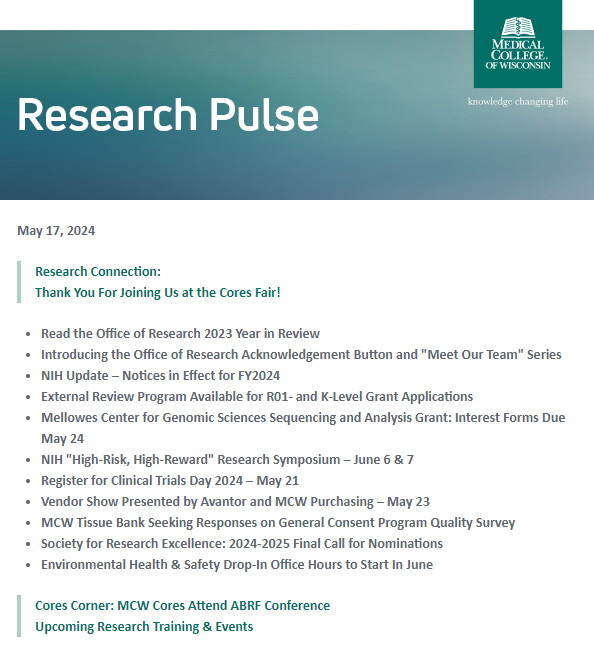 📰⬇️ Check out the latest edition of the Research Pulse to learn more about: updated NIH notices, upcoming training opportunities, the 2023 Office of Research Year in Review, and much more! tinyurl.com/yfx56z9x
