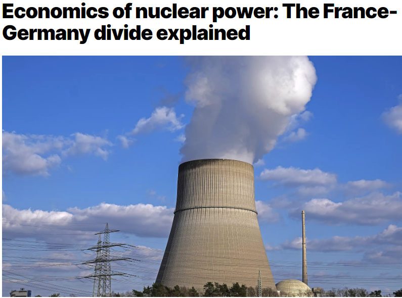 This article, which compares French and German energy policies, does a good job of articulating nuclear's benefits. Article link in reply. Despite its efforts to use polite language in its description of Germany's policy, the article's message seems clear, i.e., that France's