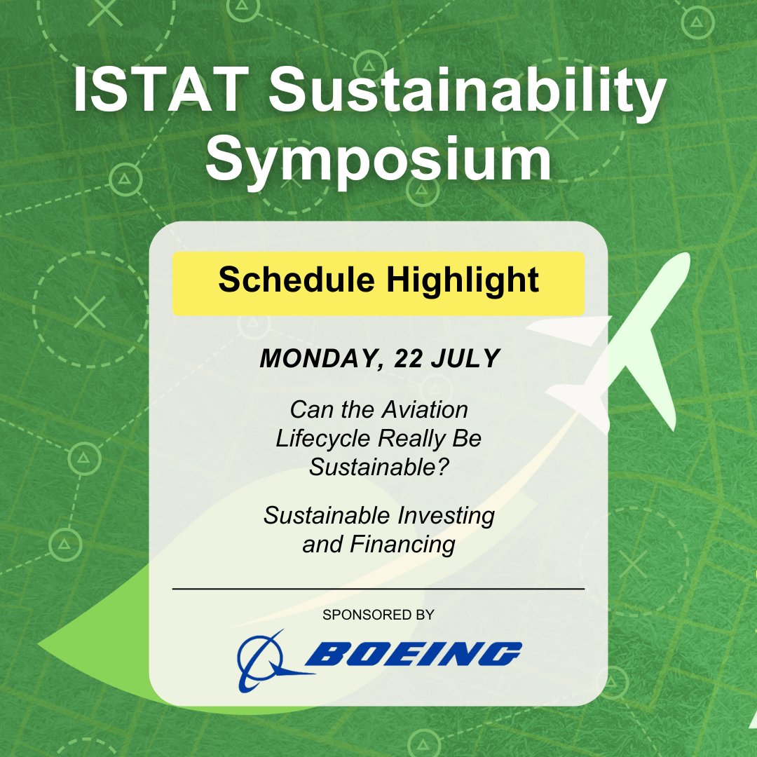 Ready to soar towards a sustainable future in aviation? Join us at the third annual ISTAT Sustainability Symposium for a half-day immersive schedule of expert-led panel discussions! Join us at the JW Marriott Grosvenor House London for this event! #ISTATSustainability #ISTATEvent