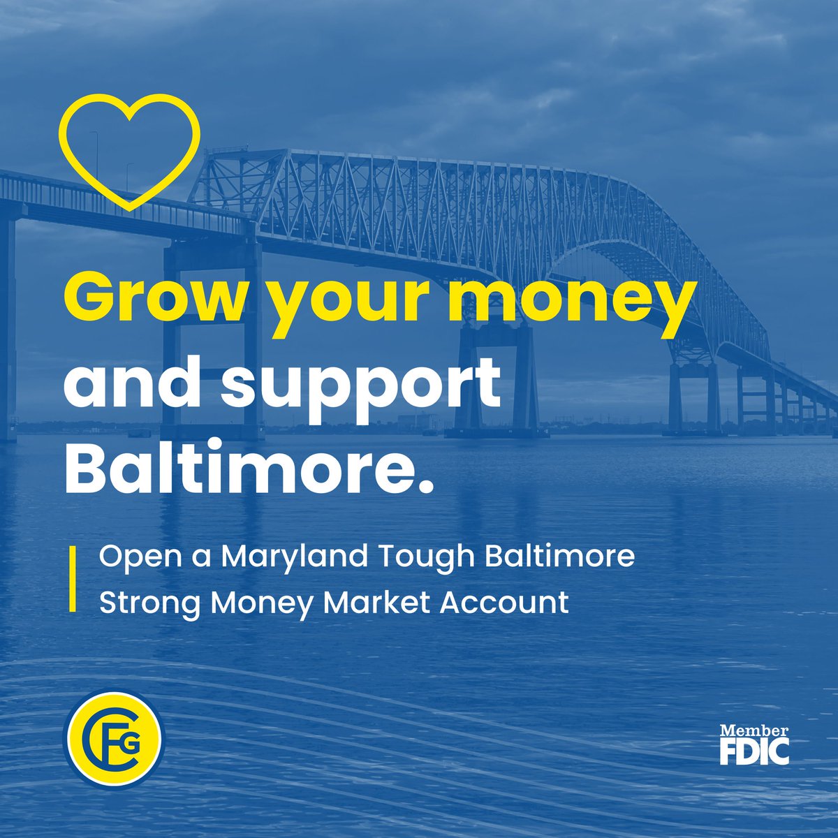 We created the Maryland Tough Baltimore Strong Money Market Account as a way for clients to support Key Bridge resilience efforts. Grow your money and donate a portion of your accrued interest to benefit recovery efforts – we’re matching up to $500,000! bit.ly/4duJ5zv