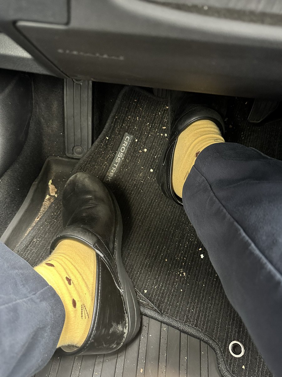 Got to work this morning and realized I forgot to swap out my bright yellow cat socks I was wearing last night. Not gonna win any fashion contests today.